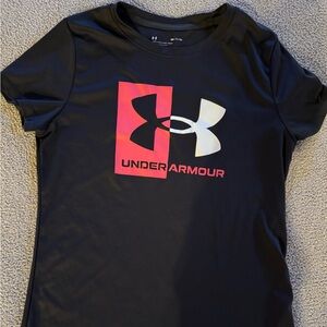 Under Armour Black and Pink Logo Tee